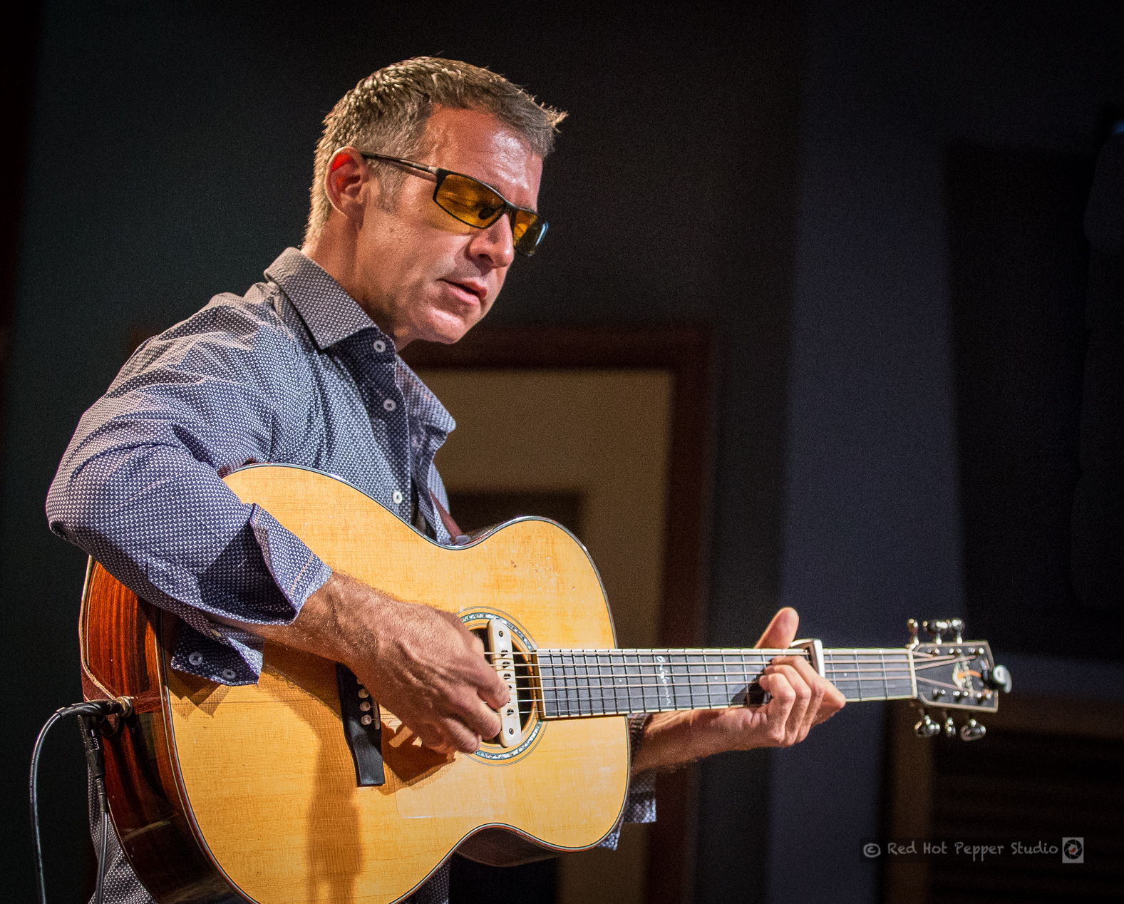 Fingerstyle close-up on stage