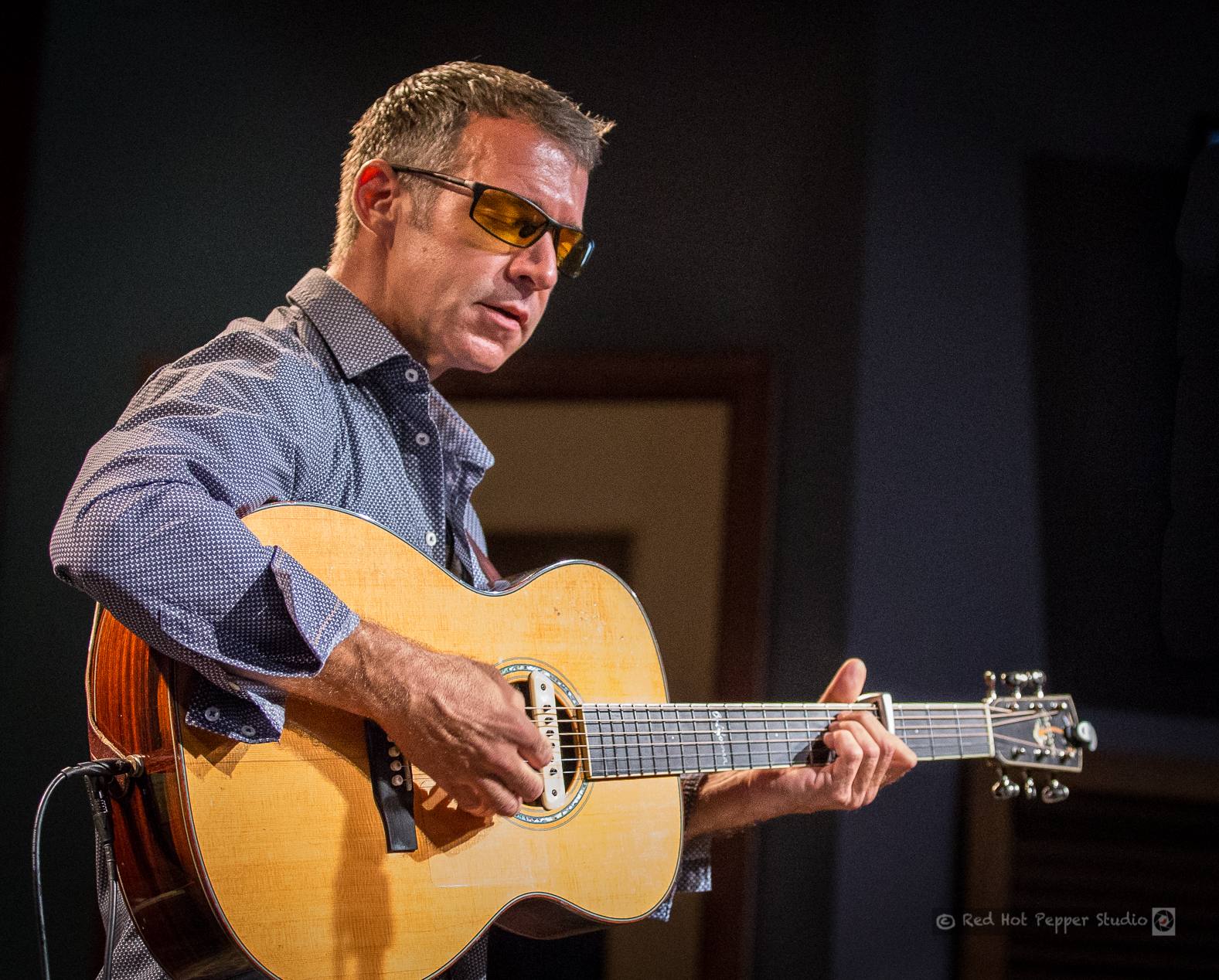 Fingerstyle close-up on stage